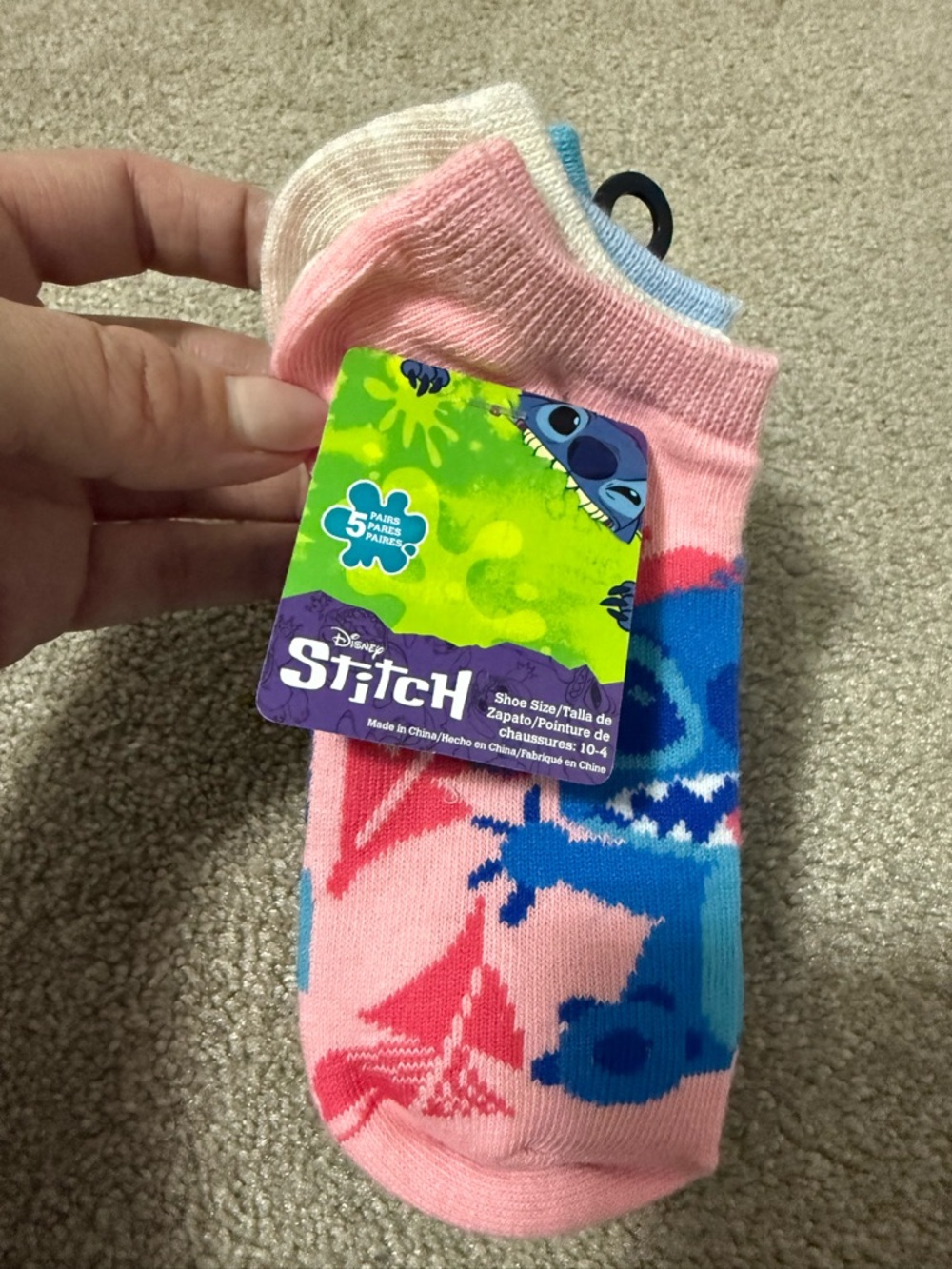 Disney Stitch Pink and Blue Low-Cut Socks